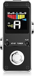 Tuner Pedal, LEKATO Chromatic Tuner Pedal for Guitar and Bass - Mini Chromatic Instrument Tuner Pedal with LCD Display - Pitch Calibration and Flat Tuning (Power Supply Required), AT-07