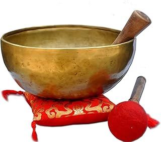 Tibetan Hammered Tibetan old Antique Himalayan 7 Metal Singing Bowls Meditation Singing Bowl For Healing Prayer,Yoga With Mallet & Cushion (10 INCH)