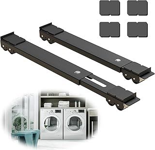TUAKIMCE Heavy Duty Appliance Rollers, Adjustable Furniture Moving Roller Wheels with Brake, Washing Machine Wheels Load Bearing 660lbs for Refrigerators Sofa and Dryer