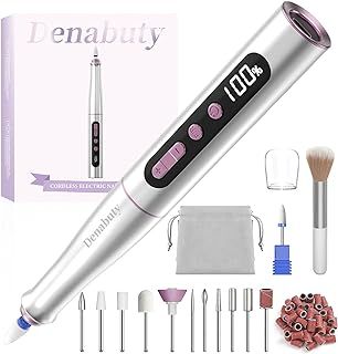 Cordless Electric Nail Drill Machine, 13 in 1 Nail File Kit 35000RPM Professional Portable Rechargeable E File for Acrylic Polish Gel Removal Manicure Pedicure Set with 5 Speeds DN-2402