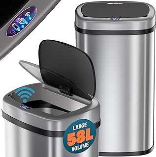 Monzana® 58 Litre Kitchen Bin Stainless Steel with Automatic Opening Sensor
