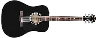 Fender CD-60 Dreadnought V3 DS Acoustic Guitar in Black with Walnut Fretboard, Great for Beginners, Comes with Free Virtual Lessons