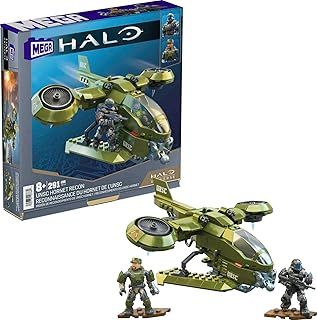 MEGA Halo Toy Vehicles Building Sets, UNSC Hornet Recon Aircraft with 4 Poseable, Collectable Micro Action Figures and Accessories​​​, HKT18, Multicolor, 19.94 x 18.03 x 10.41 cm