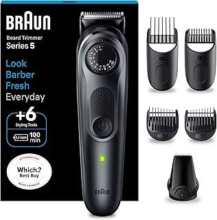 Braun Beard Trimmer Series 5 BT5450, Electric Beard Trimmer for Men, with Ultra-Sharp Blade, 40 Length Settings, Styling Tools, Rechargeable & Waterproof