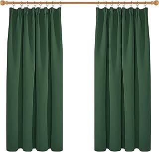 Deconovo Pencil Pleated Blackout Curtains Bedroom Thermal Insulated Curtains for Kids 46 x 54 Inch Forest Green 1 Pair