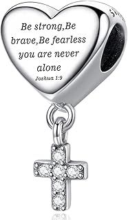 MUERDOU Cross Dangle Charm Fit for Pandora Charms Bracelet Love Heart Christian Bible Verse Charms Prayer Faith Religious Jewelry Gifts for Woman