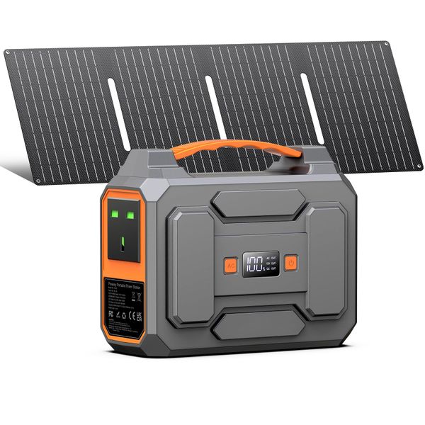 POWKEY 99Wh Portable Power Station with 40W Solar Panel,Camping