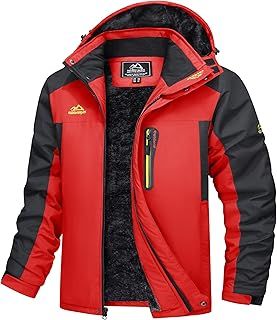 TACVASEN Men's Waterproof Hiking Fleece Jacket Warm Outdoor Skiing Ice Skating Hoodie
