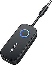 UGREEN Bluetooth 5.2 Transmitter Receiver, 28H Long Playtime, Dual Connection, 10m Range, Mic for Calls, 2-in-1 Wireless Aux Bluetooth Adapter for TV, Airplane, Headphone, Airpods, Speaker, Car