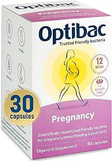 Optibac Probiotics Pregnancy - 12 Billion CFU & FOS Fibres, Vegan Probiotic Supplement for Pregnant & Breastfeeding Women, 30 Capsules