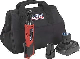 Sealey 12V SV12 Series 3/8"Sq Drive Ratchet Wrench Kit - 2 Batteries CP1202KIT, Red/Black