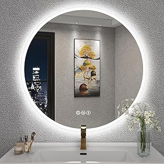 S' bagno 600mm Diameter Round Bathroom Mirror with LED Lights, Illuminated LED Bathroom Mirror with Bluetooth, 3 Colours, Dimming Function, Demister pad and Memory Function, IP44 Bathroom Led Mirror