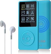 Slim Music Player 8 GB Portable Lossless Sound 70 Hours Screen MP3 Player Support up to 64 GB (Blue)