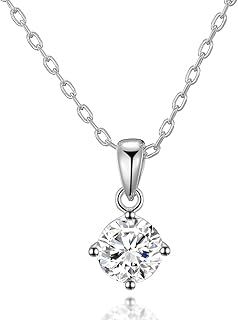 Philip Jones Sterling Silver Solitaire Necklace Created with Zircondia® Crystals