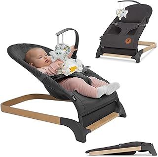 Lionelo June Baby Bouncer for Newborn up to 9 kg Comfy Chair with Natural Soothing Motion, Ergonomic Back Support, 3-Point Safety Harness, Soft Breathable Fabric, Lightweight & Foldable, Toy bar