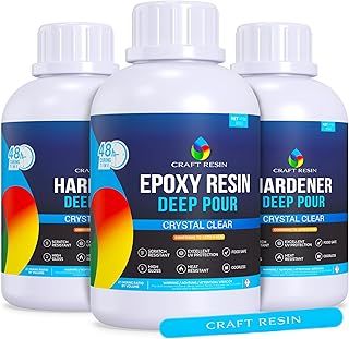 CRAFT RESIN 1.5L Crystal Clear Deep Pour Epoxy Resin Kit - Food Safe & UV Resistant Best for DIY, Art, River Table, Wood, Flower Preservation, Mould Casting Resin Epoxy Kit - for Beginners & Pros