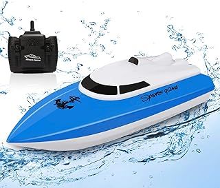 RC Boat, Remote Control Boats for Lake/Pool/Pond, 2.4 GHz High Speed Mini Boats, Outdoor Adventure Electric RC Racing Boats for Adults & Kids-Blue