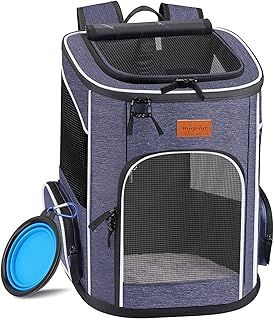Cat Carrier Backpack, Foldable Pet Carrier Backpack for Cats and Small Dogs, Dog Backpack Carrier with Ventilated Design Inner Safety Strap, Puppy Carrier Bag for Travel Camping Hiking Blue