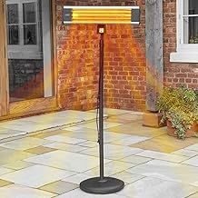 1800w Premium Standing Outdoor Patio Heater | Remote Control Included & Portable for Ease | Energy Efficient Radiant Warmth