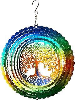 FONMY Stainless Steel Wind Spinner-3D Indoor Outdoor Garden Decoration Crafts Ornaments 6Inch Multi Color Mandala Flower Wind Spinners
