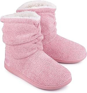 LongBay Ladies' Chenille Knit Warm Boots Slippers Soft Plush Fleece Booties Slipper Memory Foam Women Bootee Slippers House Shoes