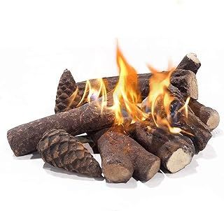 Ukiyo 10-Piece Ceramic Wood Set, Decorative Wood for Bio-Ethanol and Gas Fireplaces