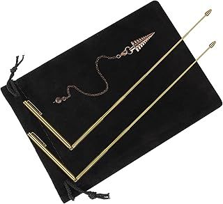 Jadive 3 Pieces Divining Rods Copper and Dowsing Pendulum for Ghost Hunting, Energy Healing, Divining Water includes 2 Retractable Rods with Copper Handle and 1 Pendulum Pendant(Gold)