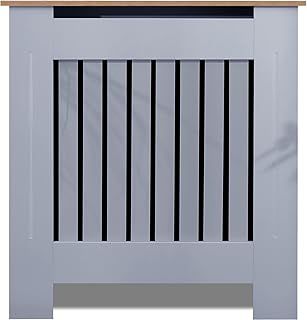 Blisswood Radiator Cover Traditional MDF Wood Grill Cabinet Shelf, Vertical Slat Modern Radiator Covers Crafted For Living Room Furniture (Small, White)