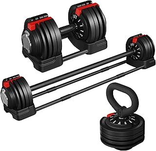 Yaheetech Adjustable Dumbbell Set - 18KG/24KG/40KG, Free Weights for Men/Women, Home Gym Strength Training Equipment