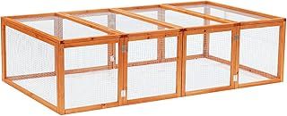 Pawhut 6ft Outdoor Wooden Rabbit Hutch Cage with Wire Mesh Safety Run and Play Space