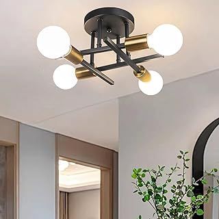 Modern Chandelier - 4 Light Industrial Vintage Style Ceiling Light for Bedroom, Kitchen, Dining Room, Loft, Office