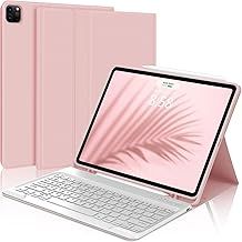 Keyboard Case for iPad Pro 12.9-inch 6th/ 5th/ 4th/ 3rd Gen- Keyboard for iPad Air 13 inch 2024 M2, Case for Pro 12.9'' with Detachable Bluetooth Keypad- UK Layout, Light Pink