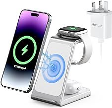 3 in 1 Wireless Charging Station,Aluminum Alloy Wireless Charger for Apple Devices,15W Fast Wireless Charging Stand for iPhone 16/15/14/13/12/11,Phone and Watch Charger Stand for Apple Watch,Airpods