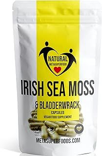 Sea Moss and Bladderwrack 60 Capsules (3600mg) High Strength Sea Moss | Vegan | Non GMO | No Binders No Fillers No Additives | Dr Sebi Irish Sea Moss