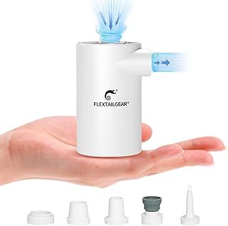 FLEXTAILGEAR EVO Pump, Portable Electric Air Pump, Vacuum Pump,4.5 kPa High pressure,3800mAh Rechargeable Battery,5 Multiple Nozzles for air mattresses,pool floats, swimming rings