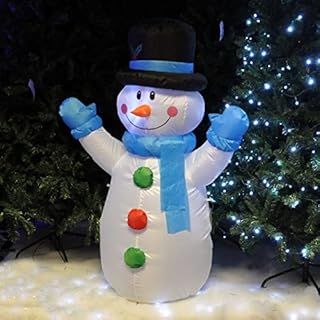 Garden Mile Novelty Inflateable Snowman with LED Lights - Cuddly Design Electric Blow Up Large Giant Illuminated Gift Christmas Ornaments - Blow up Christmas Decorations for Outdoor or Xmas Decor