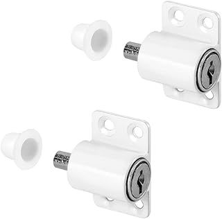 QWORK® 2 Piece Sliding Patio Lock, Patio Door Lock, Patio Door Window Bolt Sliding Universal Locks, for Home and School, White