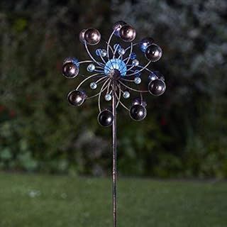 Garden Mile® Decorative Solar Powered Light Up Garden Wind Spinners With Colour Changing LED Lights Copper Effect Metal Garden Sculptures Versatile Garden Ornaments Decoration
