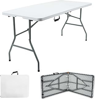 Denny Shop 4ft, 5ft & 6ft Camping Catering Heavy Duty Portable Folding Indoor Outdoor Party Table by Crystals® (6ft Trestle Table)