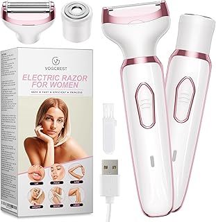 Electric Razor - Shaver - Trimer for Women: 2 in 1 Painless Body Razors and Facial Hair Remover - Rechargeable Hair Removal Kit for Face Body Leg Bikini Underarm Arm