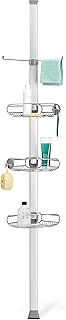 simplehuman Large Tension Shower Caddy, Telescopic Corner Shelf Bathroom Storage Organiser, Extends 1.8m to 2.7m, No Drilling, Rustproof, Adjustable Shelves, Storage Hooks, BT1062DC
