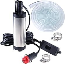12v Submersible Water Fuel Transfer Pump for Diesel Petrol Oil, Small Bilge Pump for Boat Caravan Car Tank Motorhome, 38mm Barrel Electric 12 Volt 3m Power Cord Switch on Off, 3 Meter Hose
