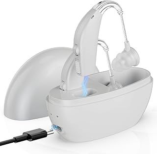 Digital Hearing Amplifier - (Pair of 2) Personal Hearing Enhancement Sound Amplifier, Rechargeable Digital Hearing Amplifier with All-Day Battery Life, White