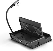 Skull & Co. SteamDock with Detachable USB Hub HDMI TV Adapter for Steam Deck, ROG Ally, Smartphone and MacBook- Black (with Extension Cable)