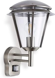 INOVA Outdoor Lights with Sensor - Security Lights Outdoor Motion Sensor - Brushed Stainless Steel PIR Motion Sensor Lights - Motion Detector Outside Lights - IP44 Weatherproof Wall Lights