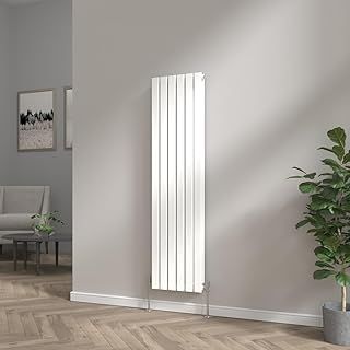 NRG 1600x408mm Designer Vertical Flat Column Double Panel Radiator Modern Gloss White Tall Upright Central Heating