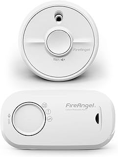 FireAngel Smoke and Carbon Monoxide Alarm 2-Pack - SB1-R Toast Proof Optical Smoke Alarm for Home and FA3313 10-Year Life Carbon Monoxide Detector with Replaceable Batteries - CO and Fire Safety Set