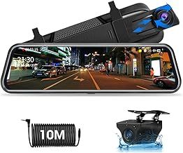 【2026 Upgraded】Jansite 10" Mirror Dash Cam Front and Rear View Camera 1080P Full Touch Screen Night Vision Dual Car Camera Dash Cam Loop Recording Streaming Media DVR 170° Wide Angle 10M Cable