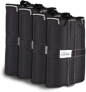 Goutime 18kg Gazebo Weights Bag,17-Inch Marquee Sandbags For Trampoline Pop Up Gazebo Tent Legs-Black-Set Of 4，tent weight capacity sandbags,gazebo weights set of 4 heavy duty (Black sandbag)