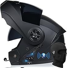 Motorbike Bluetooth Modular Helmet Full Face Flip Up Motorcycle Helmet, DOT/ECE Approved, Lightweight Ventilation Design, with Double Visor Microphone, for Adult Men and Women S~XL